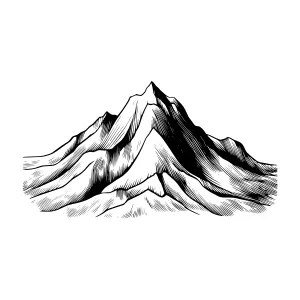 Mountain Sketch - Black & White Landscape Illustration