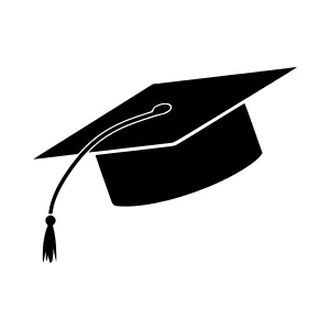 Graduation Cap Icon - Black Silhouette