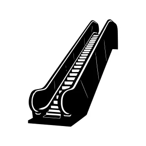 Black & White Escalator Silhouette