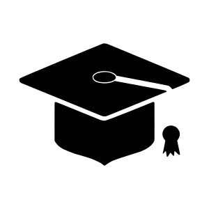 Black Graduation Cap Icon - Vector Illustration