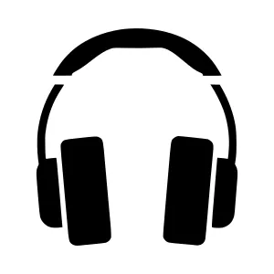 Black Headphones Icon - Simple Vector Illustration