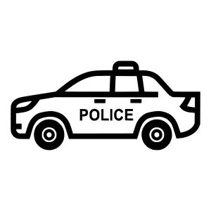 Police Car Vector Illustration - Black & White
