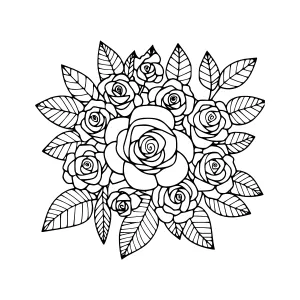 Floral Mandala Rose Design - Black & White