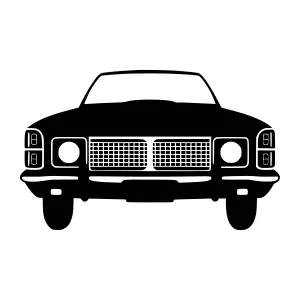 Vintage Car Silhouette - Black & White Vector