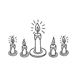Black Line Art Candles - Festive Illustration