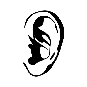 Minimalist Ear Icon - Black Silhouette