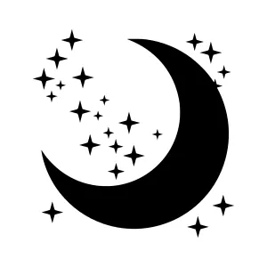 Black Moon and Stars Vector Illustration