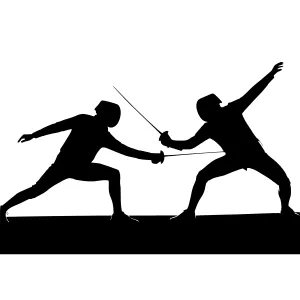 Fencing Silhouette - Dramatic Action Shot