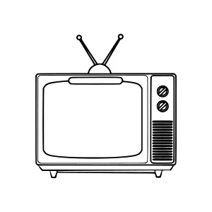 Vintage Television Icon - Black Outline