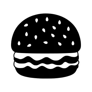 Burger Icon - Simple Black & White Vector