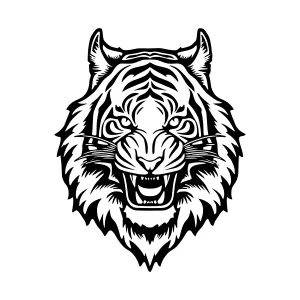 Black & White Tiger Head Illustration