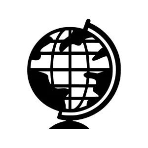Black Globe Icon - World Map Outline