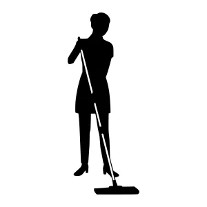 Silhouette Cleaning Lady Mop
