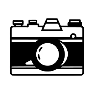 Vintage Camera Icon - Black & White Vector