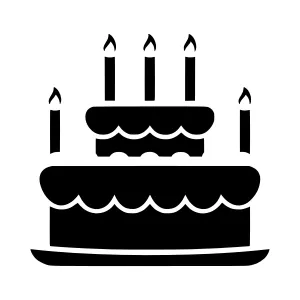 Black Birthday Cake Icon - Simple Vector Illustration