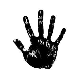 Black Handprint Stop Sign Graphic