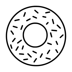 Line Art Donut with Sprinkles - Minimalist Icon