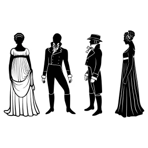 Elegant Silhouette Figures - Regency Era Fashion