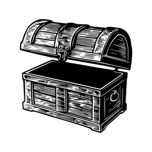 Vintage Wooden Chest - Detailed Illustration