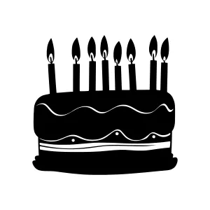 Black Cake With Candles - Vector Illustration