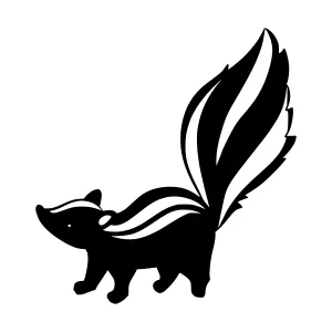 Cute Black & White Skunk Silhouette Vector