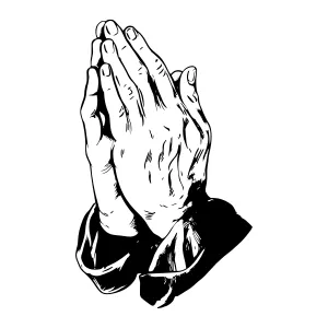 Praying Hands Illustration - Black & White