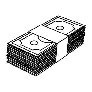 Black & White Money Stack Illustration