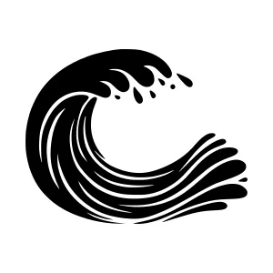 Wave Icon - Black Silhouette on White
