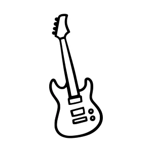 Black Line Art Electric Guitar
