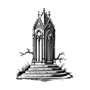 Black & White Gothic Tower Illustration