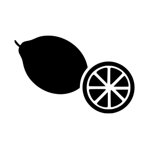 Black Citrus Fruit Icon - Lemon & Lime Slice