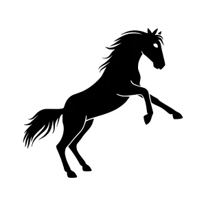 Silhouette Horse Jumping - Black on White