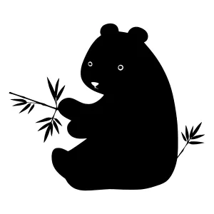 Cute Panda Silhouette with Bamboo