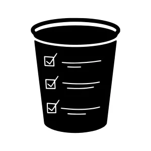 Black Cup with Checkmarks - Vector Icon