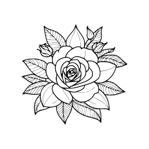 Floral Rose Outline Illustration