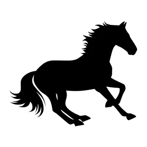 Silhouette Horse Running - Black Vector Graphic