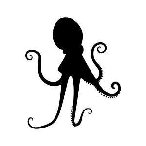 Black Octopus Silhouette Vector Illustration