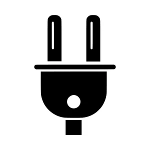 Black Electrical Plug Icon - Vector Illustration