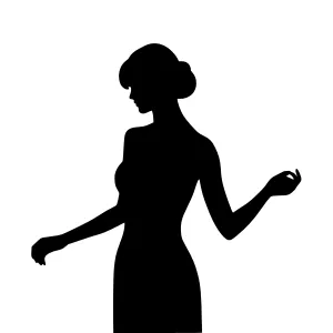 Silhouette Woman Dancer - Elegant Black Outline