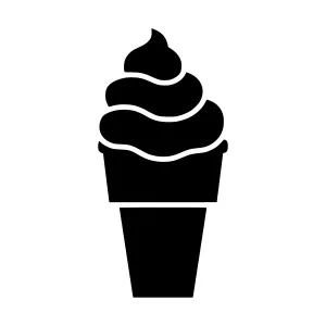 Ice Cream Cone Icon - Black Silhouette