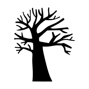 Black Tree Silhouette on White Background
