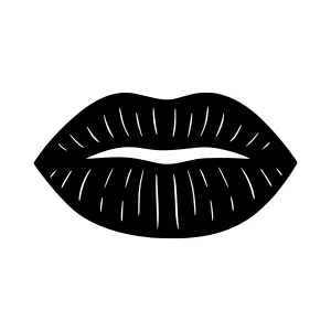 Black Lips Outline Icon - Minimalist Design