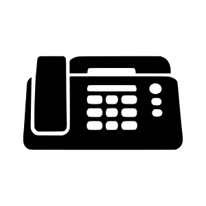 Black Fax Machine Icon - Vector Illustration