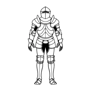 Medieval Knight Illustration - Black Outline