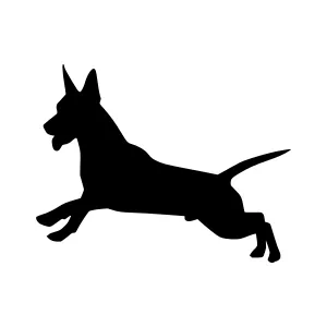 Dog Silhouette Running - Black on White