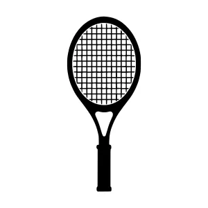 Tennis Racket Icon - Black Silhouette