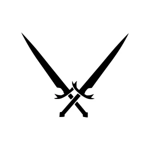 Black Crossed Swords Icon - Vector Illustration