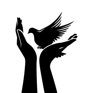 Hands Releasing Dove - Symbolic Vector Illustration