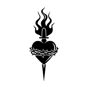 Sacred Heart Emblem - Black Silhouette