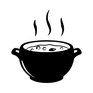 Black Pot with Steam - Minimalist Food Illustration
